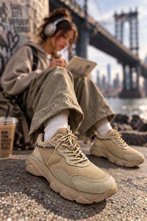 Guess — массивные кроссовки, песочный беж, размер 39